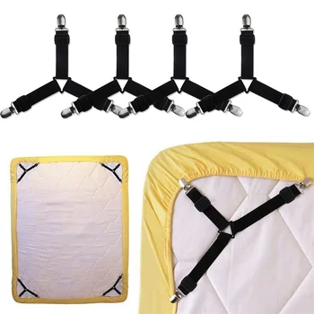 

4Pcs/Set Adjustable Bed Sheet Clip Fasteners Elastic Straps Fixing Slip-Resistant Mattress Cover Blankets Clip Metal Tent Clip