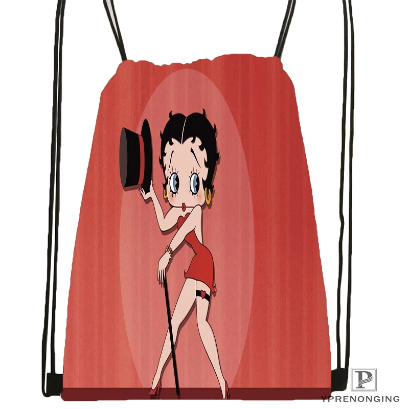 Custom Fashionable Betty Boop Drawstring Backpack Bag Cute Daypack Kids Satchel Black Back 31x40cm 180531 02