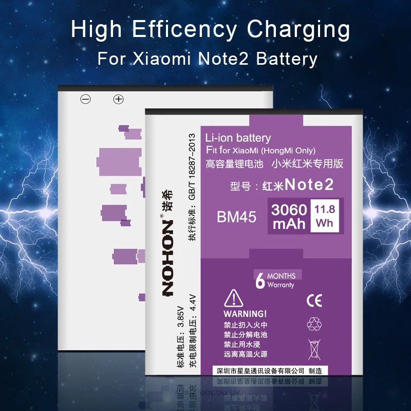 NOHON BM45 Высокое качество батареи для Xiaomi Redmi Note 2 батарея BM45 3060 мАч запасные батареи для мобильного телефона Бесплатные инструменты