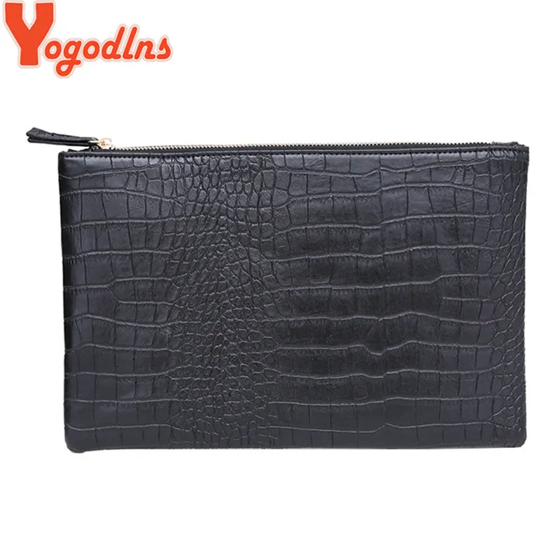 

Yogodlns Fashion crocodile grain women's clutch bag leather women envelope bag clutch evening bag female Clutches Handbag