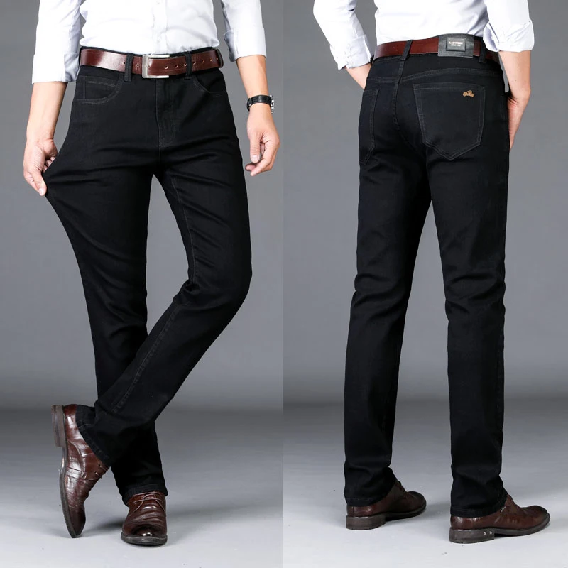 LAOYECHE брендовые новые мужские черные джинсы бизнес мода классический стиль эластичные узкие брюки джинсы мужские