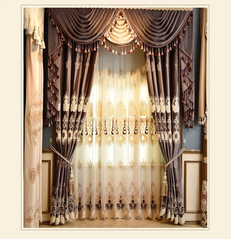 Европейская бархатная Роскошная Высококачественная утолщенная занавеска для гостиной, спальни, занавески для французского окна, вуаль, занавески