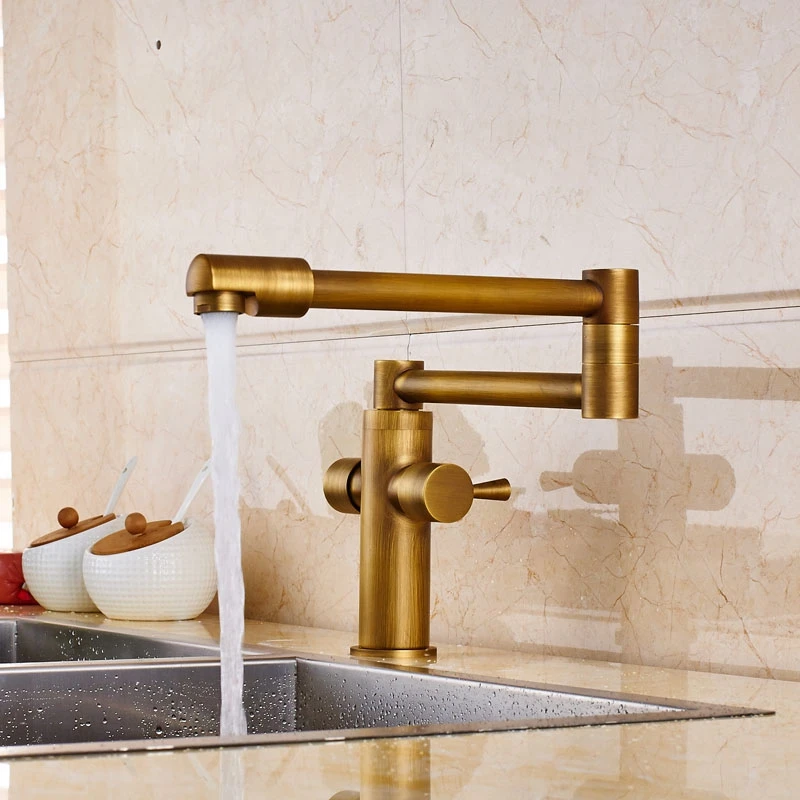 Newly Antique Brass Basin Faucet Swivel Spout One Hole Bathroom Mixer
