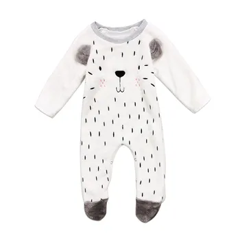 

2018 Kids Baby Boy Girl Fluffy Cartoon bear Long Sleeve white Rompers bebe girls boys Jumpsuit Clothes Romper clothes