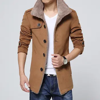 

Hot! Fashion Men's Slim Winter Warm Jacket Coat Solid Cashmere Military Style Pilot Air Force Jacket Single Breasted