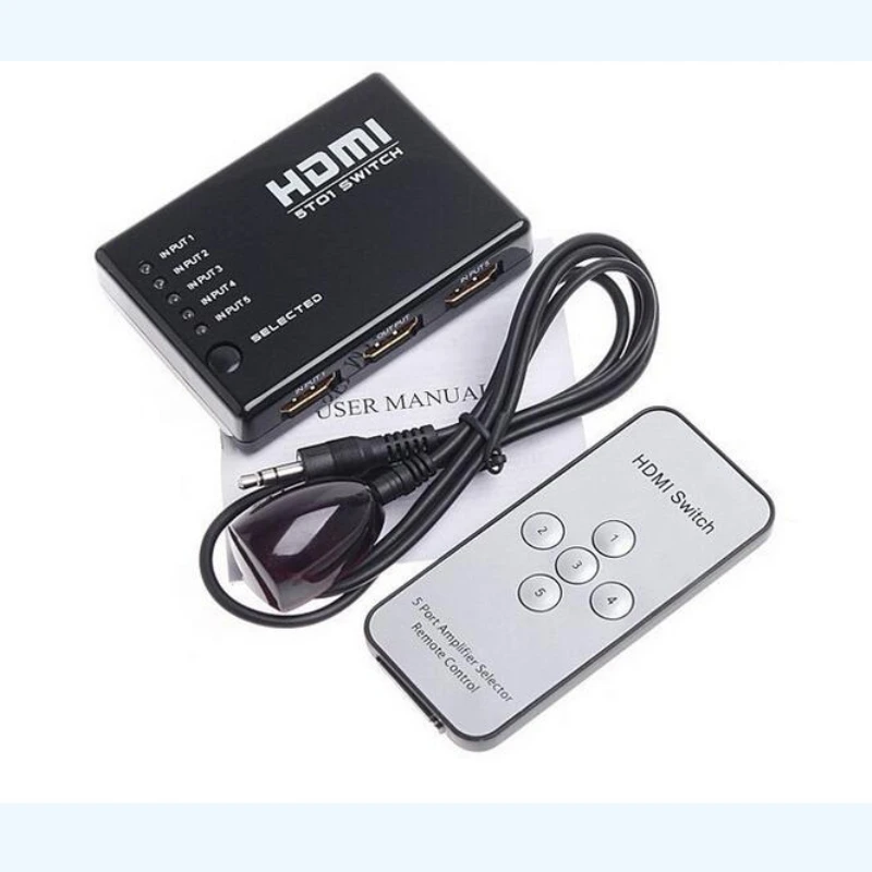 

Remote Control 5 In 1 Out 5 Port Video HDMI 1.4 Switch Selector Switcher Splitter 1080p For HDTV PS3 DVD STB