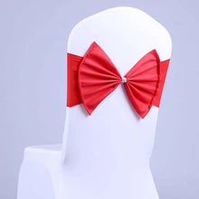 Дешевая 20 шт/Партия красная/желтая/Розовая Моющаяся Ткань галстук-бабочка пряжка Подвязка из спандекса для стула лента для гостиницы банкета свадебные украшения