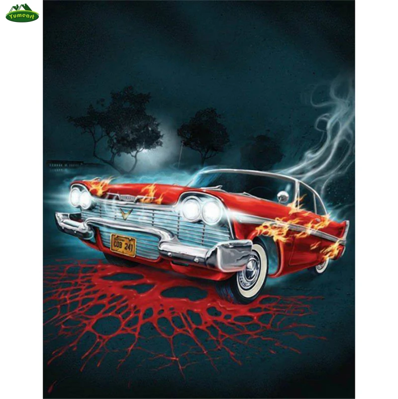 

Cartoon Death Car Home Decor Rhinestone Mosaic Pasted Diamond Painting Cross Stitch Red Car Embroidery Creaive YHAll Sticker