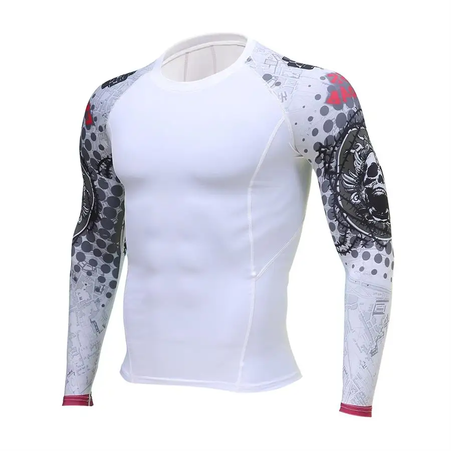 Мужская Фитнес-футболка для бега циклические базовые слои мужские s Бодибилдинг облегающие термокомпрессионные рубашки MMA Спортивная футболка для тренировок - Цвет: HK13