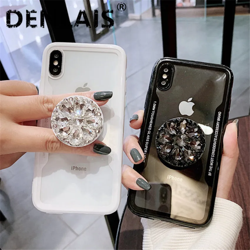 

Black White Rhinestone Phone Cases For Samsung Galaxy A6 2018 Case Cover For Samsung A6 Plus 2018 Coque For Galaxy A6 A 6 2018