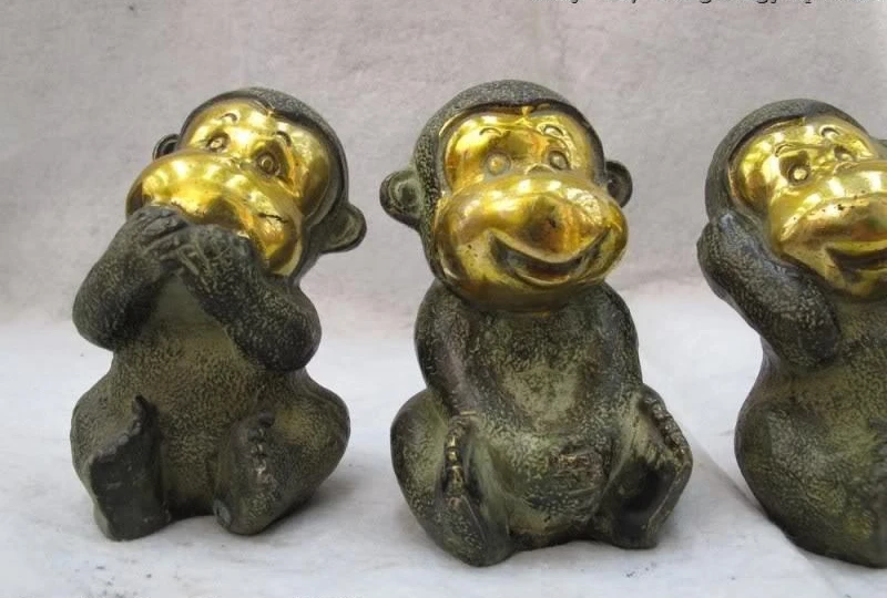 

Chinese Classical Copper Bronze Gilt Folk Art Lucky Four Monkey Statue Set