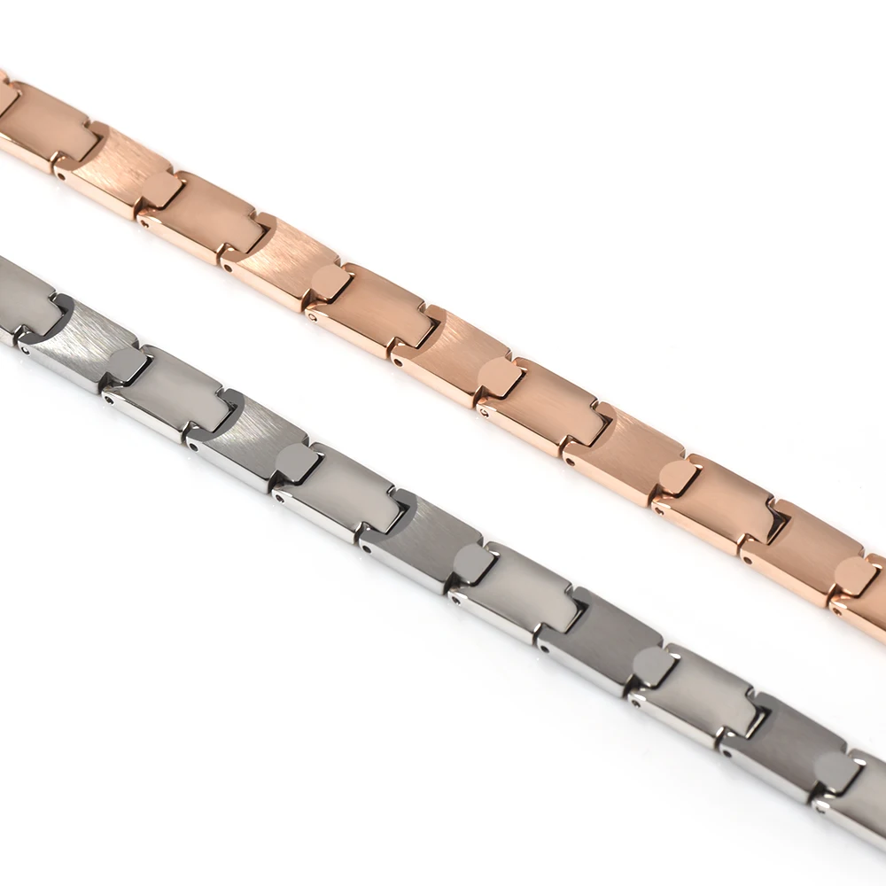 Вольфрамовый браслет Wollet Jewerly 99.999% из нержавеющей стали 316L розовое золото