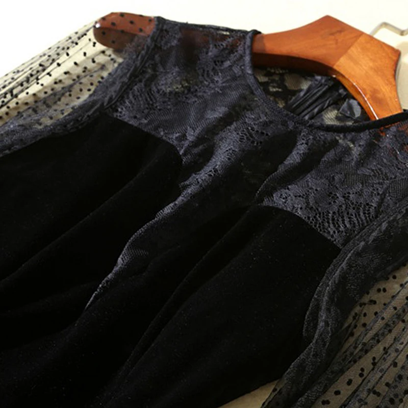 O E6756 Da Sexy Pavimento Donne Della Nero Maxi Abiti Lanterna collo Partito Di lunghezza Temperamento Vestito Lungo Manicotto Vintage Autunno Del d8wRgxXw