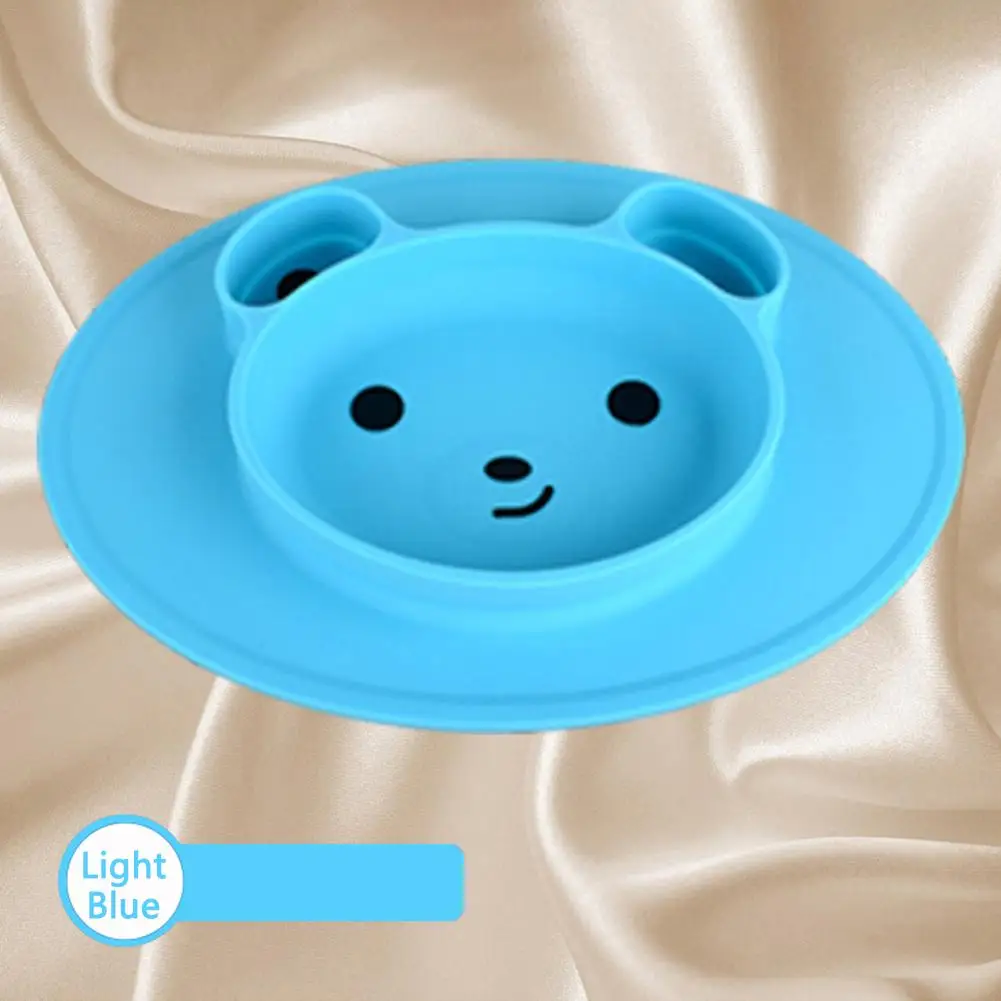 Baby Silicone Bear Shaped Plate Mat Silicone Suction Tray Non-slip Small Mat Infant Kids Meal Fruits Tray Toddler Green Placemat
