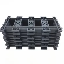 100 шт./лот города паровозиков Поезд железнодорожных путей прямые рельсы Набор строительных блоков Кирпичи Модель детей Классические игрушки подарок