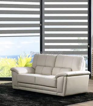 

Custom Made 100% Polyester Translucent Roller Zebra Blinds in Grey Window Curtains for Living Room 31in*48in 7 Colors