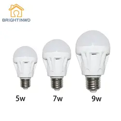 Brightinwd 5 Вт 7 Вт 9 Вт E27 LED движения Микроволновая печь Сенсор лампочки радар-детектор сигнала хороший