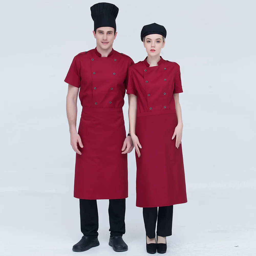 short sleeves Chef Jackets high quality double breasted chef uniforms restaurant catering bakery Cake Coffee shop cooker clothes