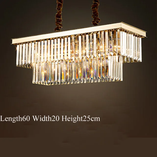 ZX Moderne Rechteckige Kristall Gold pendelleuchte LED E14 Kristall