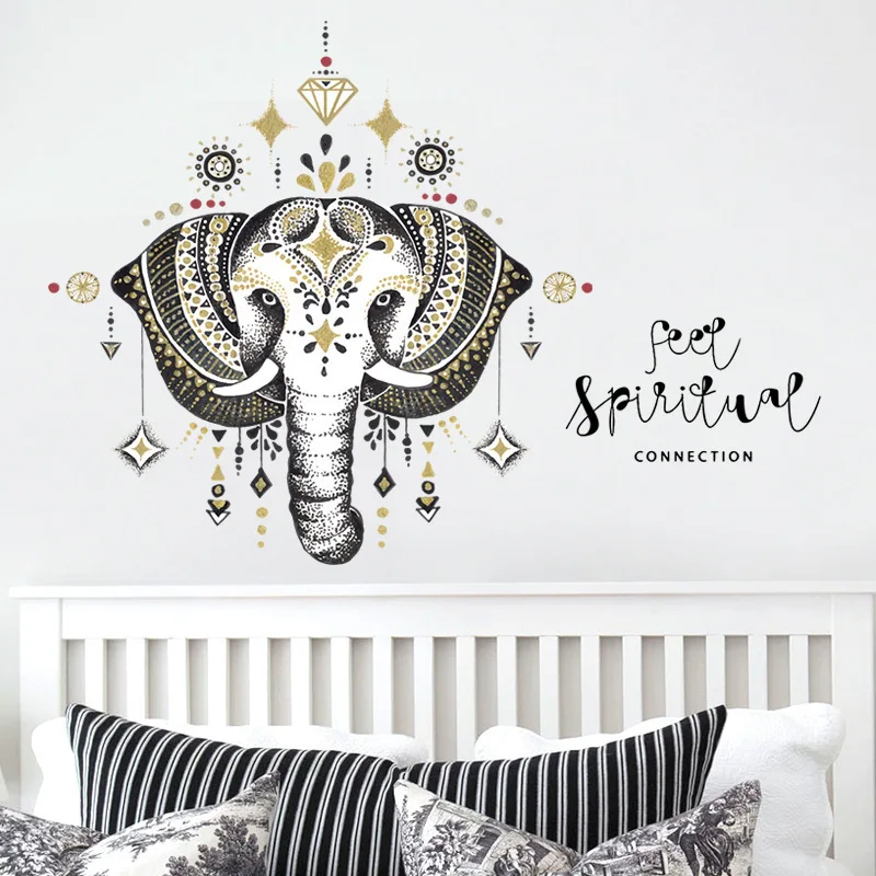 Nordic Style Religious Elephant Cartoon Wall Sticker livingRoom Bedroom Art Decr 