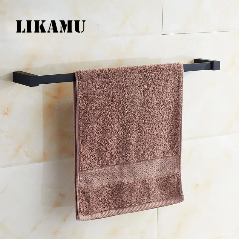 New Arrival Bathroom Square Single Towel Bar 22" Stainless Steel Black