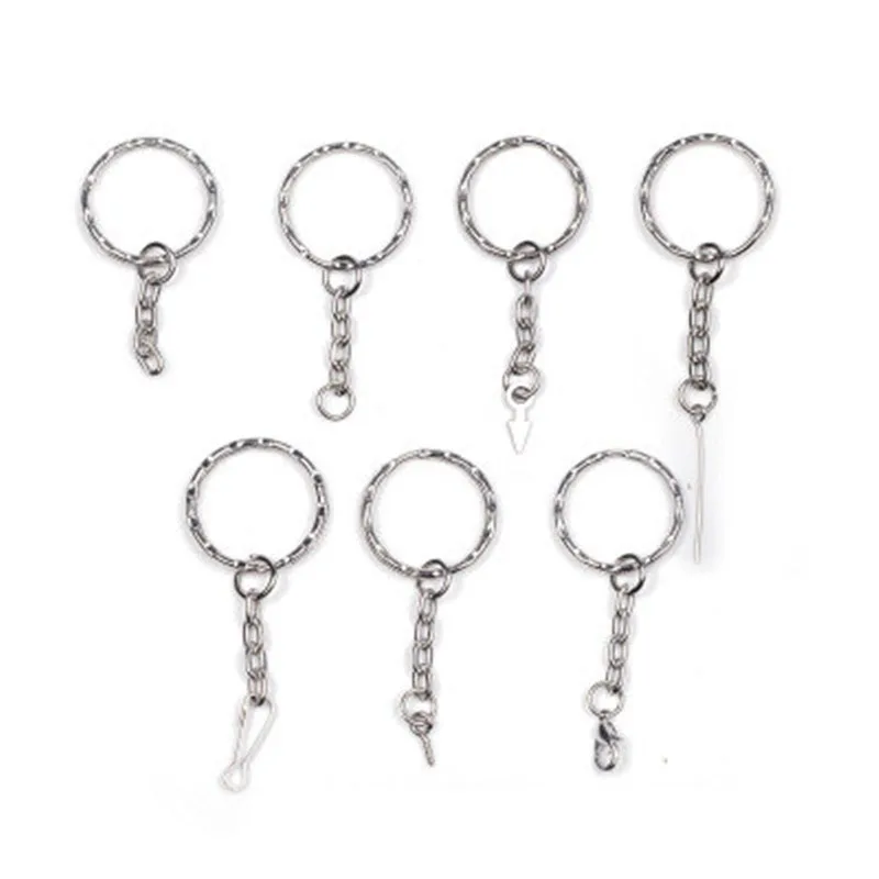 20pcs 25mm Polished Silver Color Keyring Keychain Split Ring with Short