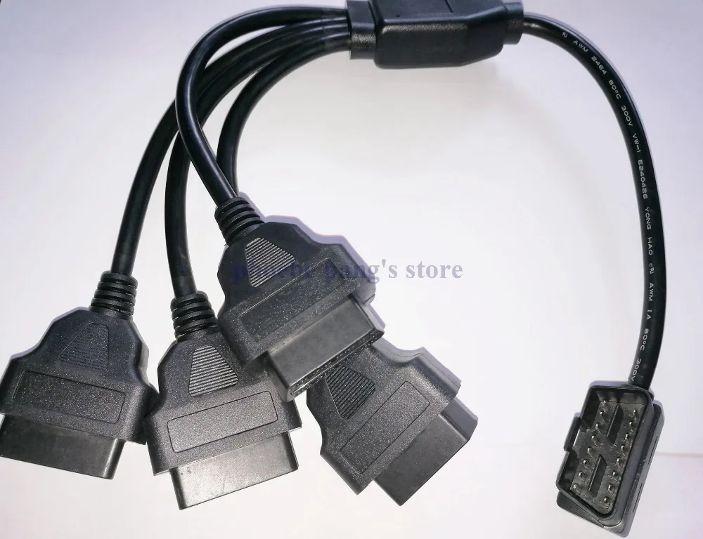 

2016 New Design car diagnostic cables and connectors J1962M to 4-J1962F 1 to 4 extension OBD2 splitter cable Y Harness 50cm