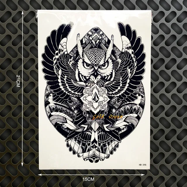 Hot Wise Owl Tattoo Body Art Sleeve Arm Flash Tattoo Sticker GHB398 Big Size 21x15cm Waterproof Henna Tatoo Wall Car Styling Hot Wise Owl Tattoo Body Art Sleeve Arm Flash Tattoo Sticker GHB398 Big Size 21x15cm Waterproof Henna Tatoo Wall Car Styling