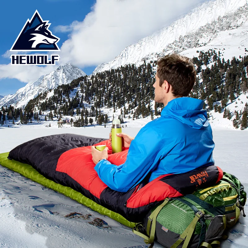 

Hewolf Camping Winter Sleeping Bag 1500G Duck Down Envelope Camping Sleeping Bag Splicing Thickening Sleeping Bag Winproof Warm