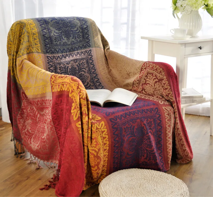 Богемный синель Тибетский Национальный диван одеяло slipcover диванная подушка ткань плед для путешествий прямоугольное сшитое одеяло