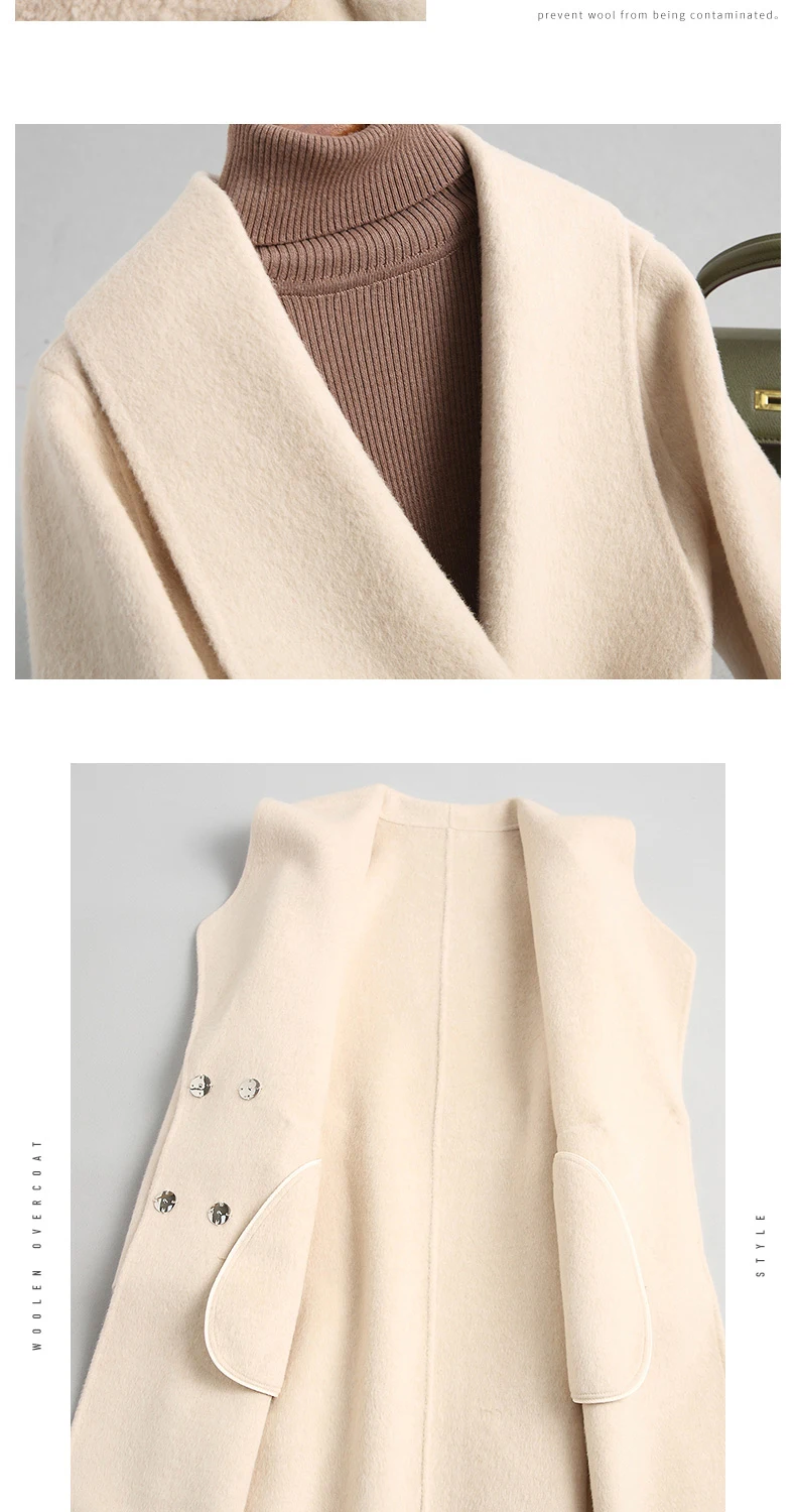 Осенне-зимняя куртка Женская двусторонняя шерстяная куртка Женская Корейская шерстяная куртка Альпака винтажная длинная куртка Chaqueta Mujer