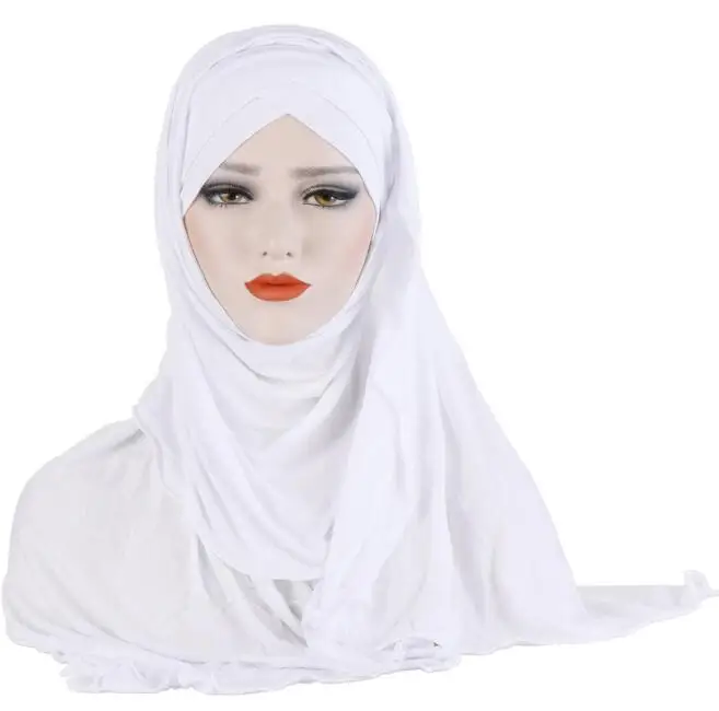 10 шт Мгновенный твердый Джерси hijabScarf длинный головной убор накидка шаль скромная шапка мгновенный подшарф легко готов к износу