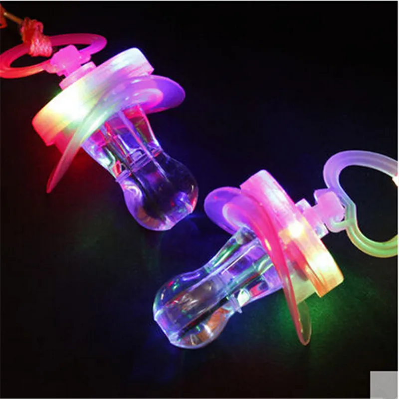 

15Pcs led pacifier whistle light necklaces nipple pacifier whistle flashing kids toy for Christmas Bar party supplies