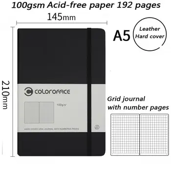

A5 Leather Hardcover Notebook Bandage Grid Bullet Journal Personal Diary Note Pad Notebook for School Custom Logo