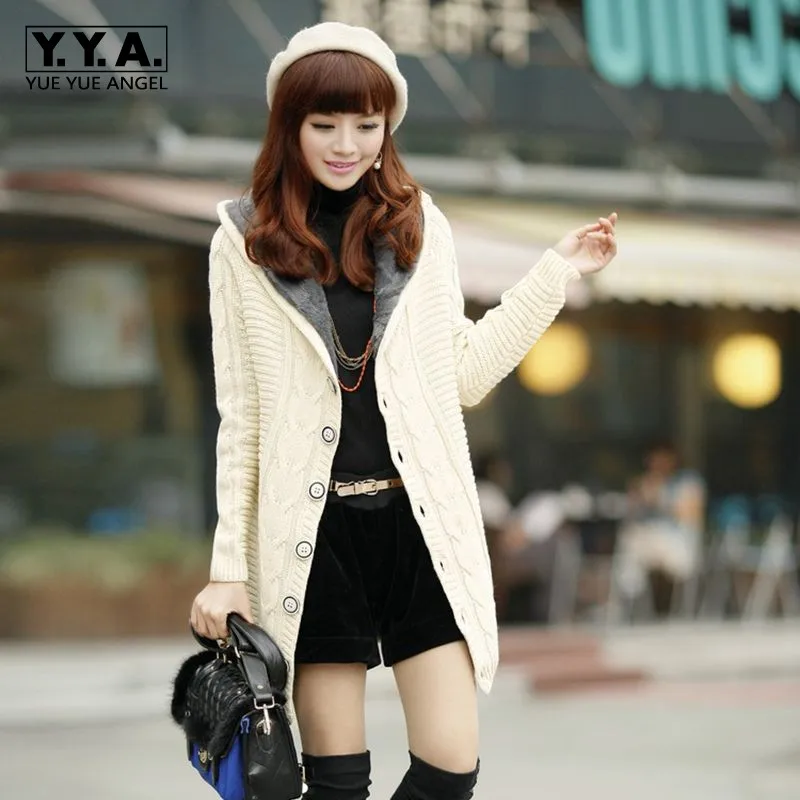 ^Cheap Spring Korean Womens Winter Hooded Mid Long Thicken Sweater Female Warm Cardigan Slim Fit Coat Warm Coat Outwear Plus Size ^Cheap Spring Korean Womens Winter Hooded Mid Long Thicken Sweater Female Warm Cardigan Slim Fit Coat Warm Coat Outwear Plus Size