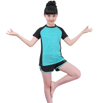 

2018 Summer Children Clothing Set Short Sleeve Tops +Shorts Girls Sport Suit Fitness Yoga Teenage Girls Tracksuit Set DQ860