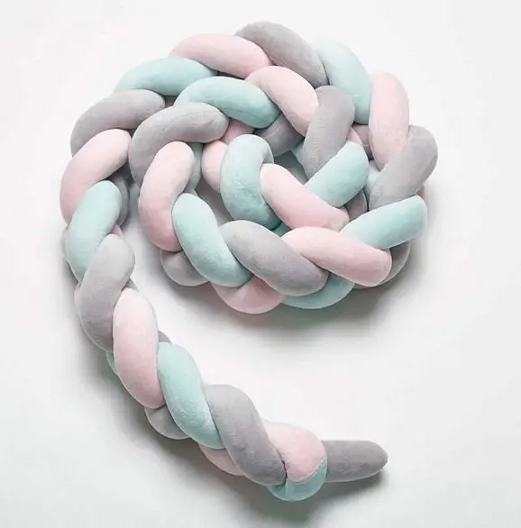 1M-1-5M-2M-3M-length-Baby-Braided-Crib-Bumpers-Knot-Pillow-Cushion-Nursery-bed-set_