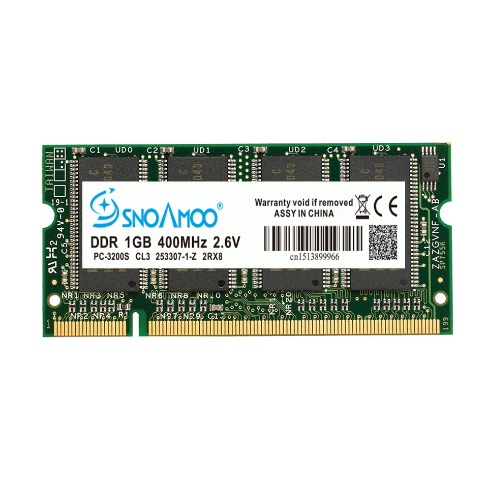 SNOAMOO DDR 333/400 МГц PC-3200 PC-2700 200 Контактов память для ноутбука оперативная память SO-DIMM 1 ГБ для Sodimm памяти ноутбука