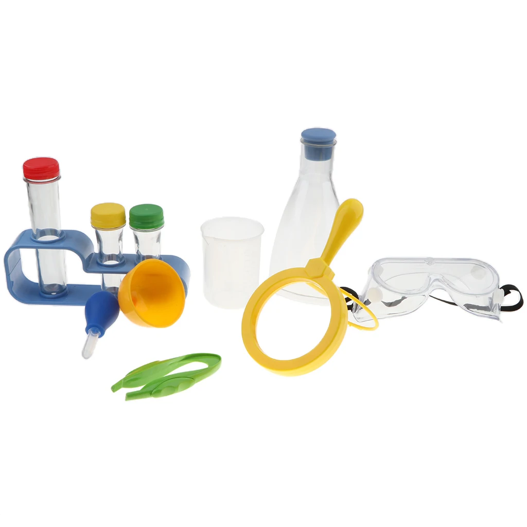 11PCS Chemistry Lab Labware Kits Student Toy - Funnel Beaker Test Tube Dropper Set Scientist Role Play Educational Teaching Aids