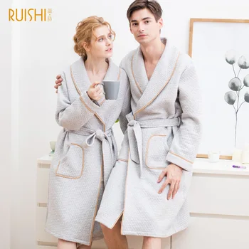 

New Couple Matching Bathrobe Winter Warm Cotton Couple Bath Robe Winter Men And Women Yukatas Bathrobe Brand Robes Cotton Kimono