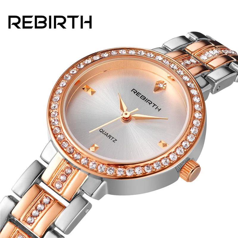 

Watch Women's Wristwatches Female Bracelet Clock Womens REBIRTH Ladies Rhinestones Watch Charm Stainless Steel Montre Femme 2018