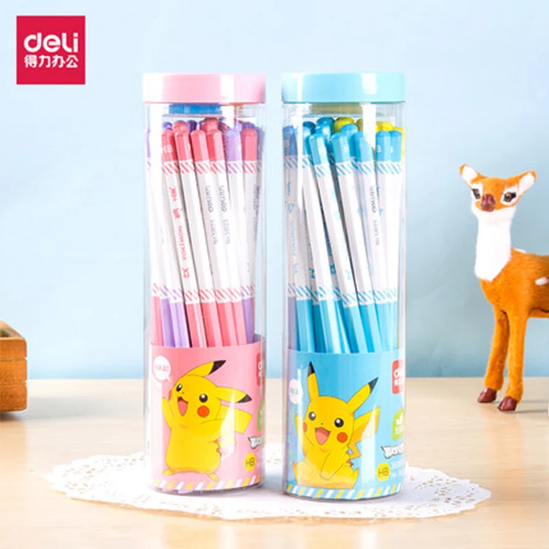 

Deli 36pcs/set HB six angle pencil set cute elf treasure can dream series of pencil with eraser sharpener Pikachu pencil