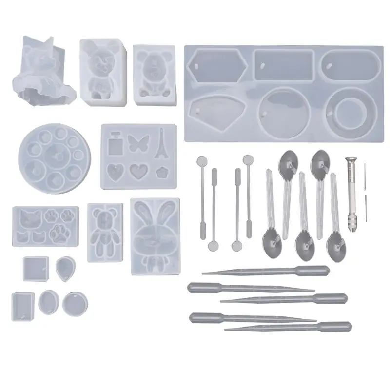 

1 Set Silicone Mold DIY Resin Molding Material Kit Bear Bunny Cat Claw Model Epoxy Molds Necklace Pendant Jewelry Making Tool