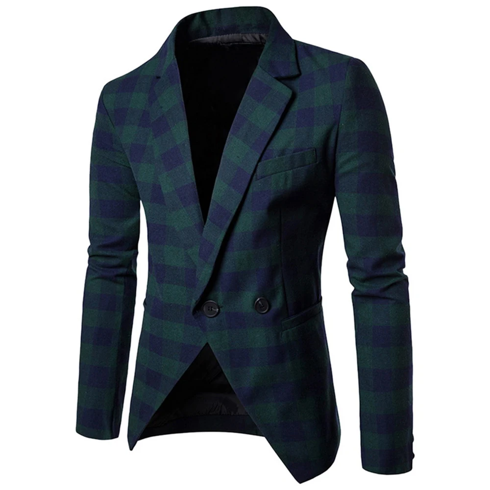 

Men's Casual suit Jacket Coat Plaid Striped Men's British casual two button lapels suit Shujin FF