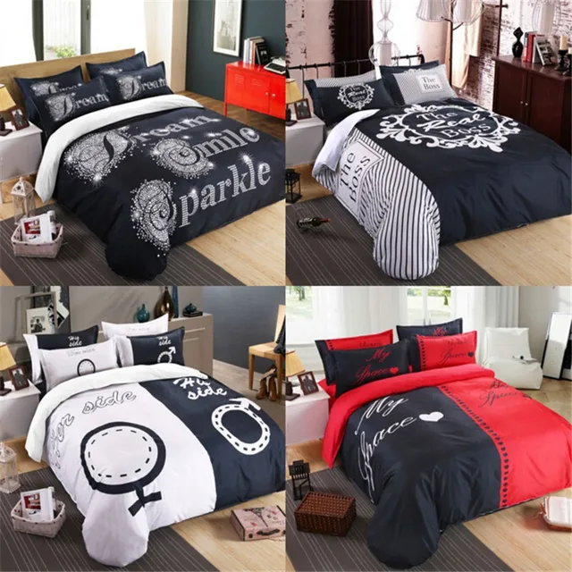 bedding outlet his her side bedding set black bedspread printed
