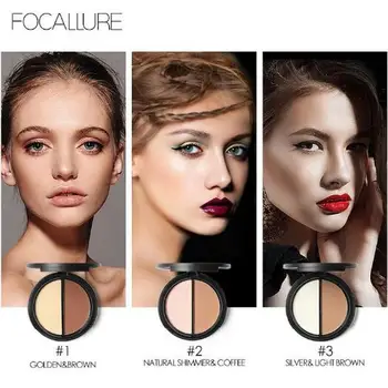 

FOCALLURE Shimmer Bronzer and Highlighters Powder Makeup Concealer Highlighter for Face Stick Palette Makeup Contour
