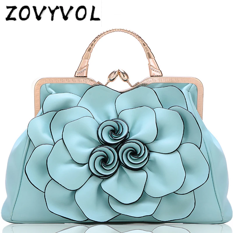 

ZOVYVOL 3D flower high quality leather tote bag designer women handbag female large shoulder bag messenger bags