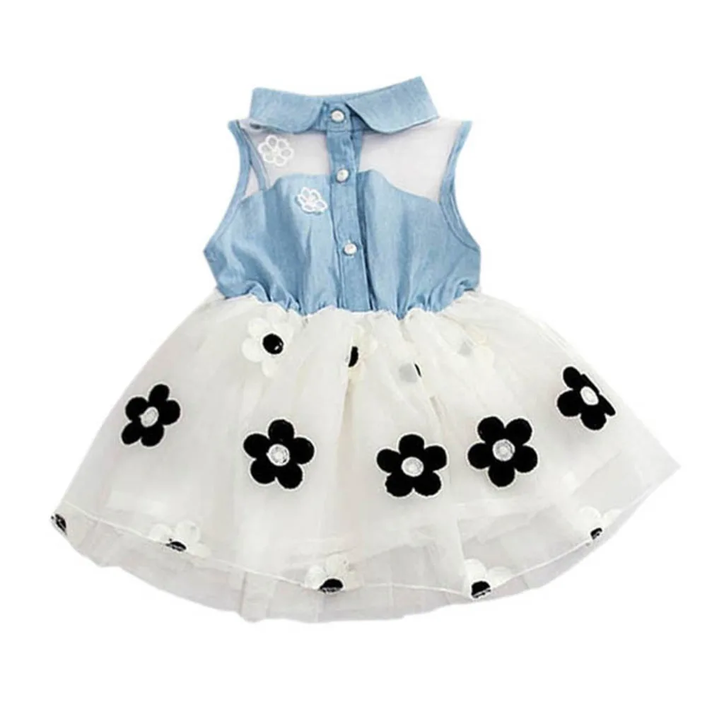 

Baby Girl Dress Denim Top Sleeveless Princess Dress For Girl Tulle Tutu Mini Dress Summer