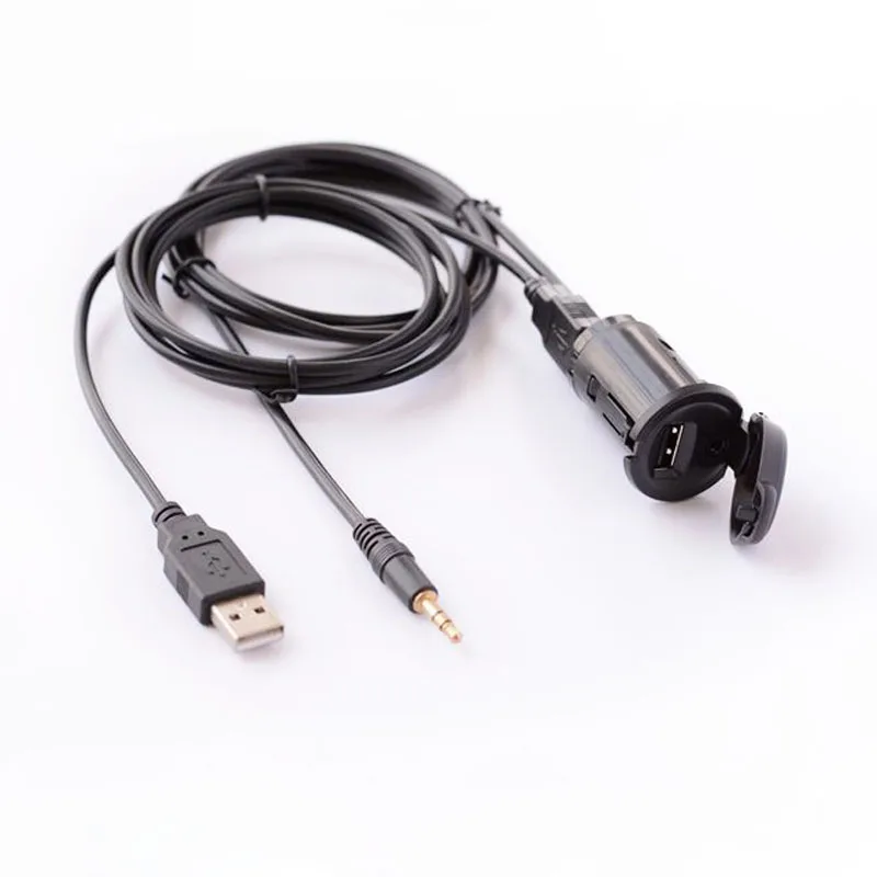 Para Toyota Coche Dash Montaje al Ras 3.5 mm AUX y USB cable de extensión RCA macho 3