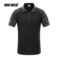 HAN WILD тактическая камуфляжная Мужская армейская рубашка поло, быстрый штурм ACU Мультикам мужские Топы И Футболки, страйкбол Пейнтбол поло